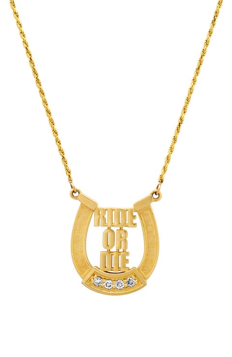 Ride or Die Horseshoe Pendant Necklace