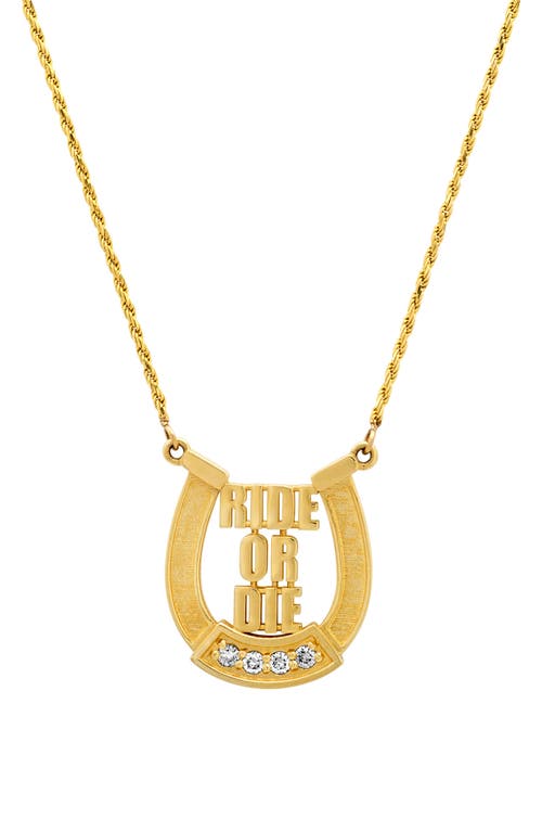 Established Ride Or Die Horseshoe Pendant Necklace In Gold