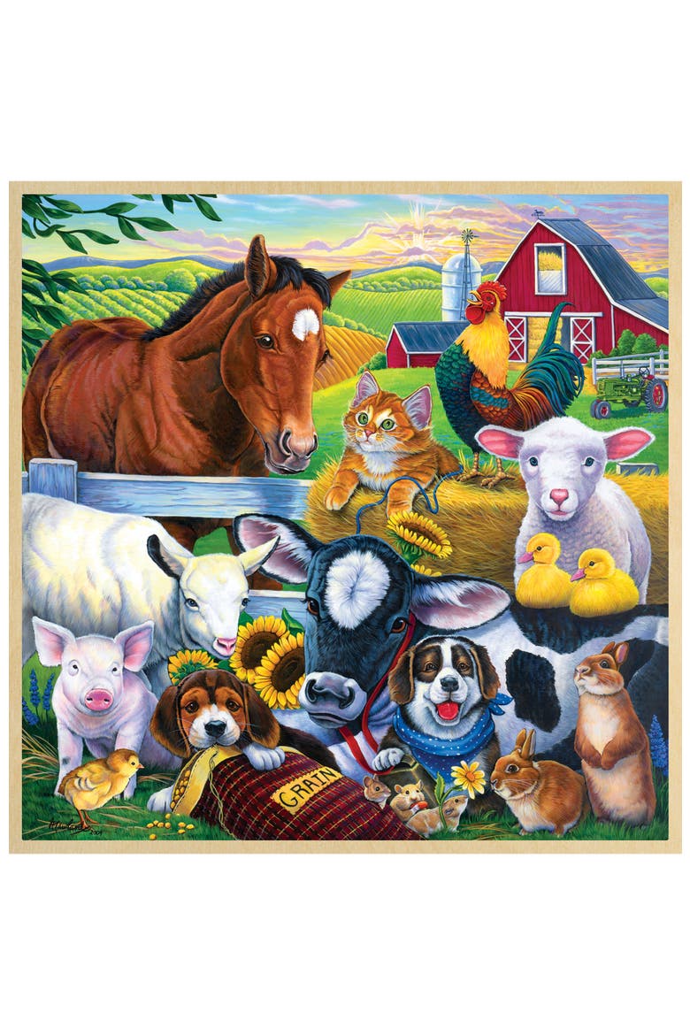 Farm Friends 48 Piece Wood Jigsaw Puzzle, Alternate, color, Multicolor