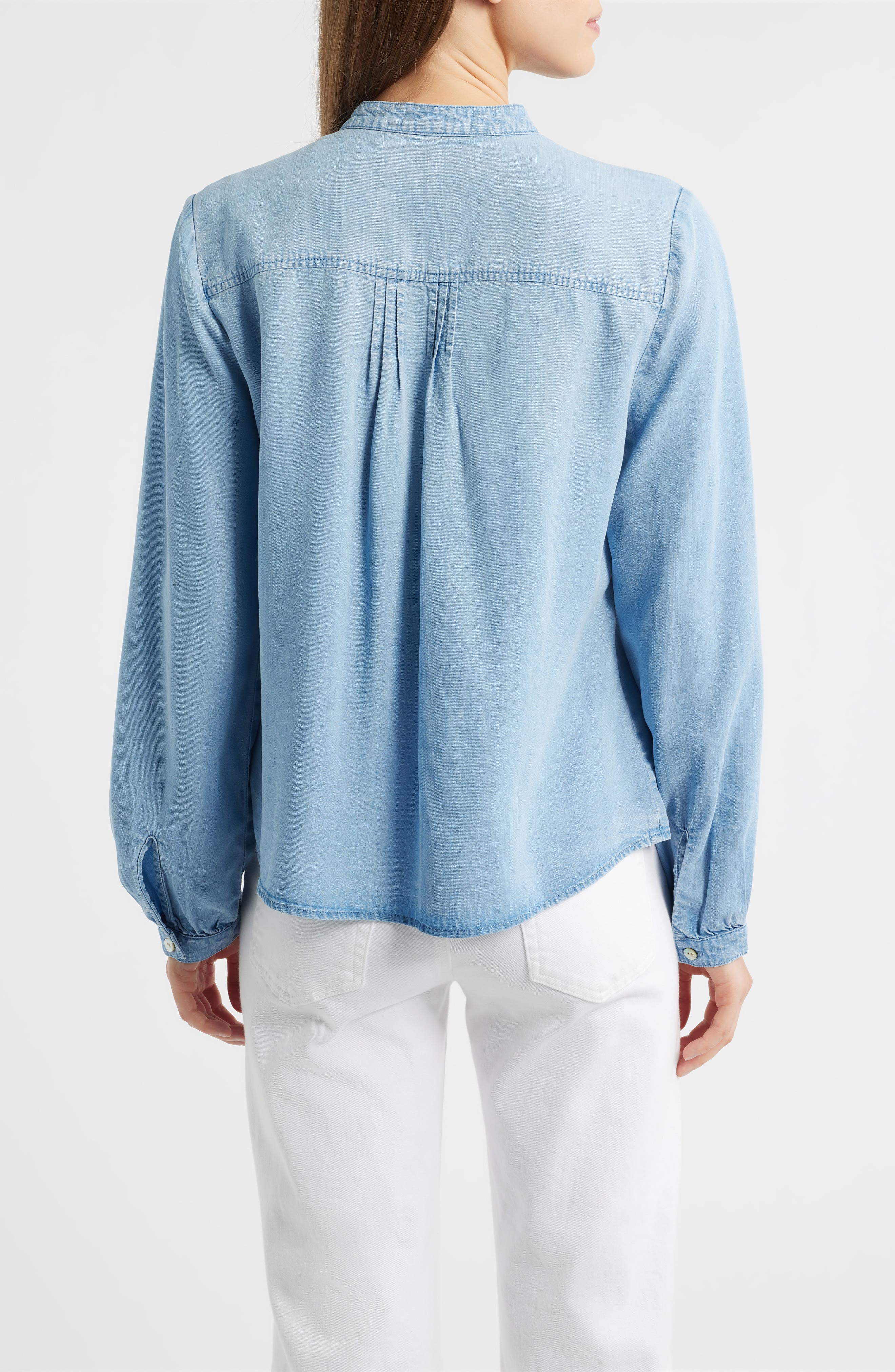 Pintuck Chambray Button-Up Shirt - image 2