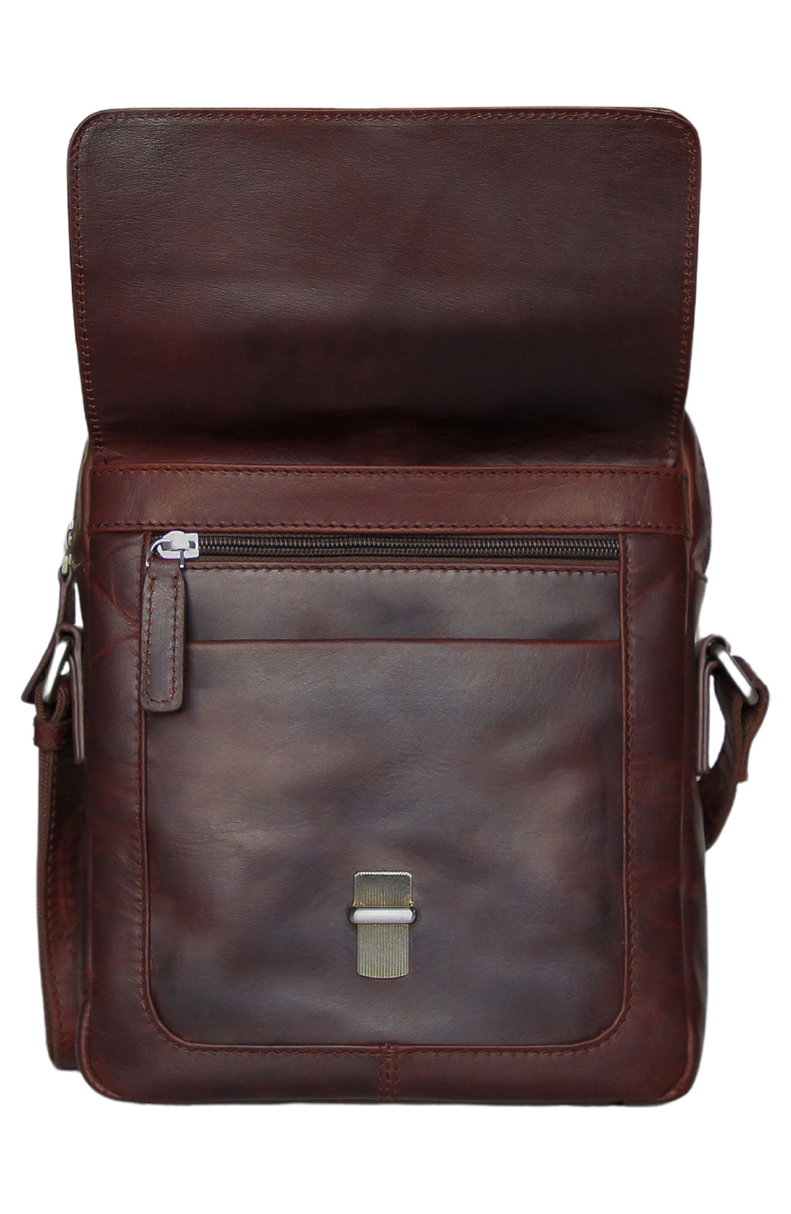 Mancini Buffalo Collection Leather Crossbody Bag, Alternate, color, Brown