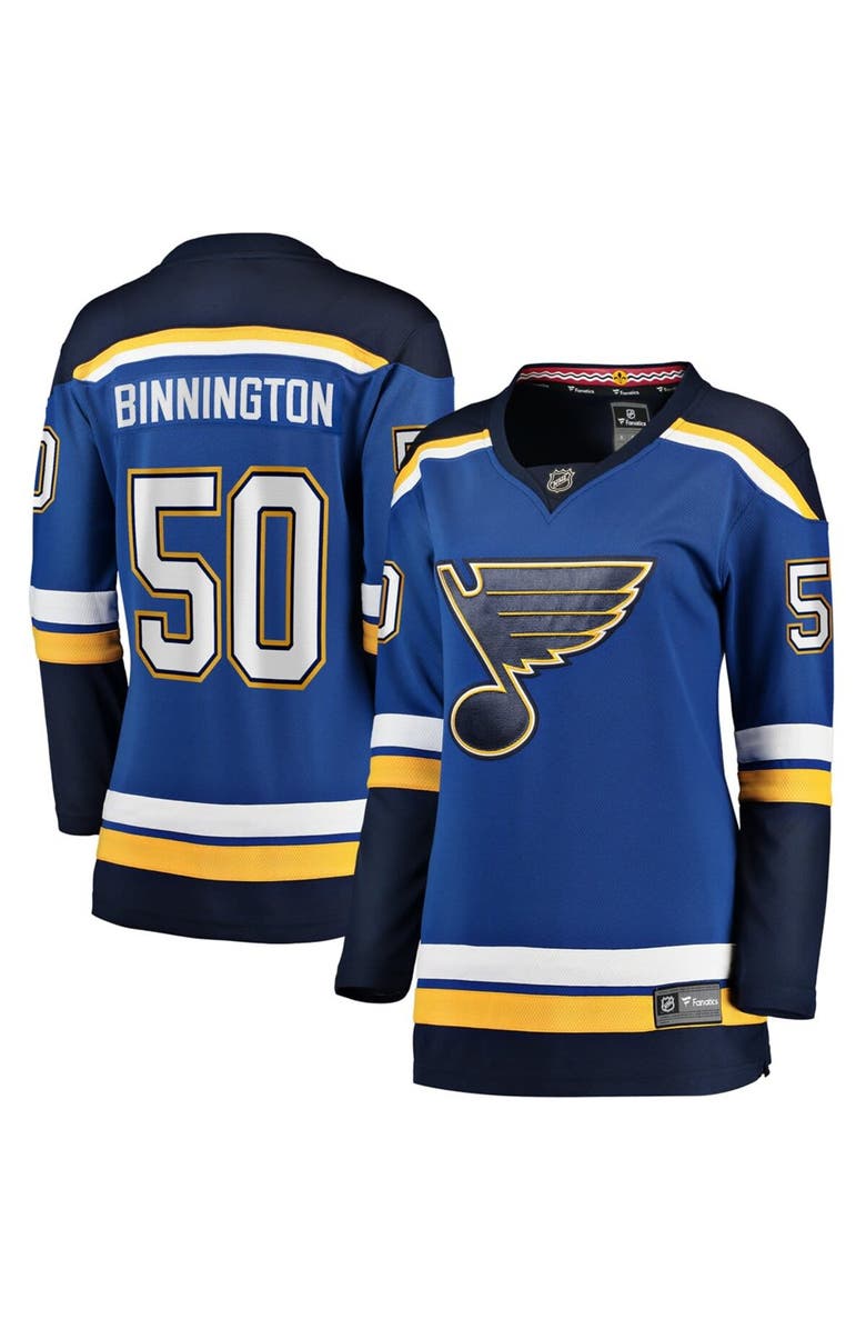 FANATICS Women's Fanatics Branded Jordan Binnington Royal St. Louis Blues Home Premier Breakaway Player Jersey, Main, color, 