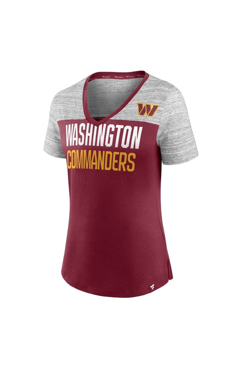 FANATICS Women's Fanatics Branded Burgundy/Heathered Gray Washington Commanders Close Quarters V-Neck T-Shirt, Alternate, color, 