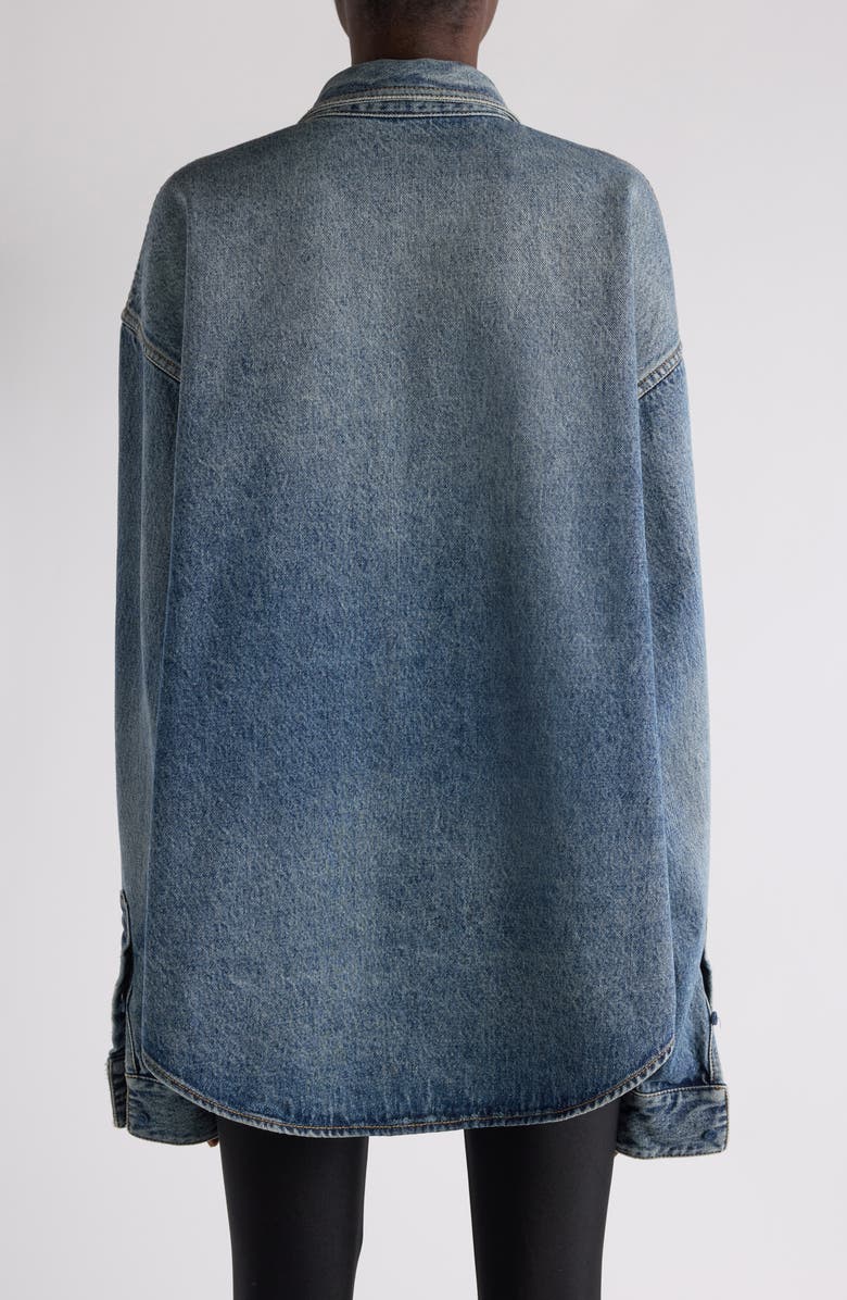 Balenciaga Cocoon Oversize Denim Button-Up Shirt, Alternate, color,
