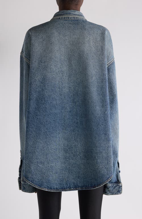 Balenciaga Blue Oversized Shirt With Chest Pocket And Washed Effect In Cotton Woman In Sun Bleached Blue