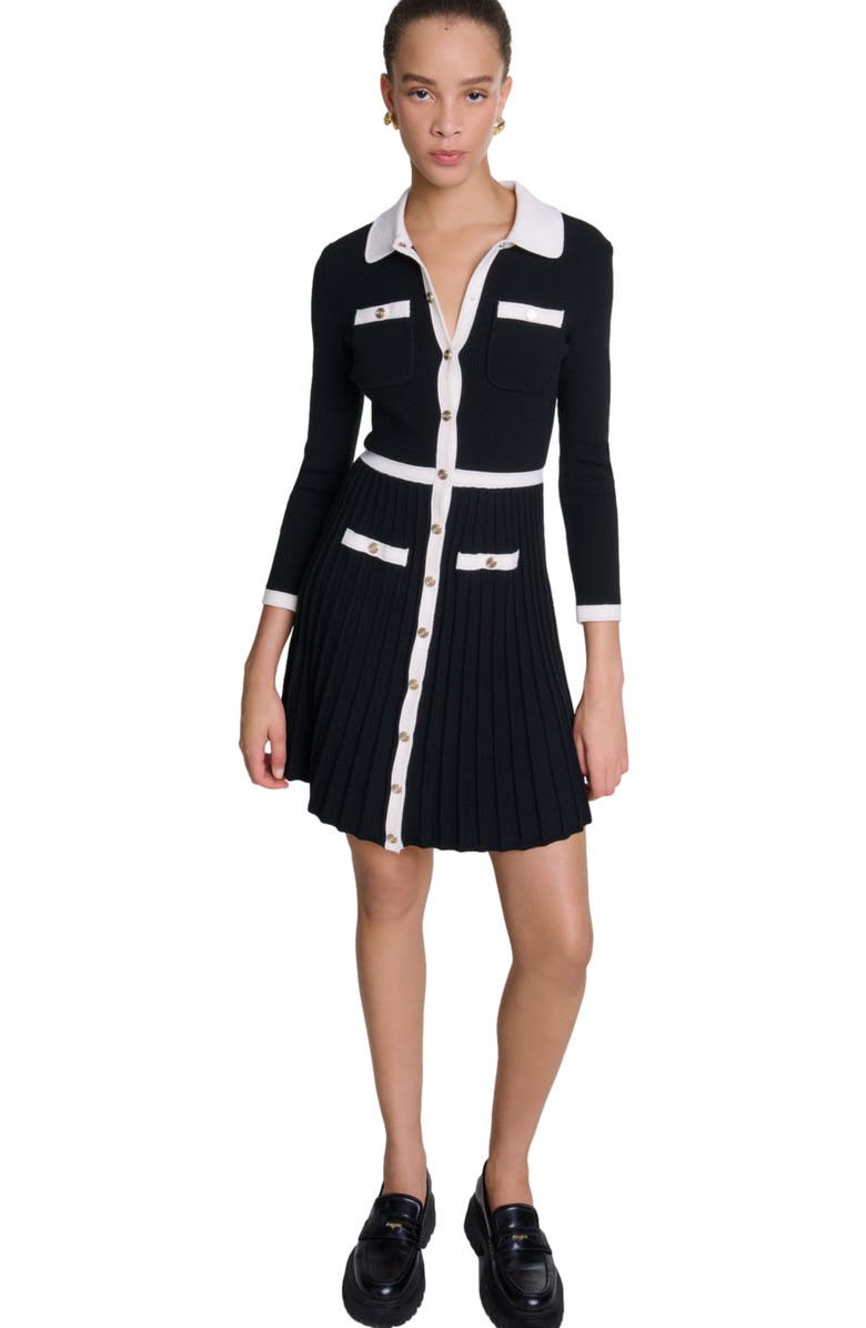 maje Short knit dress, Alternate, color, 