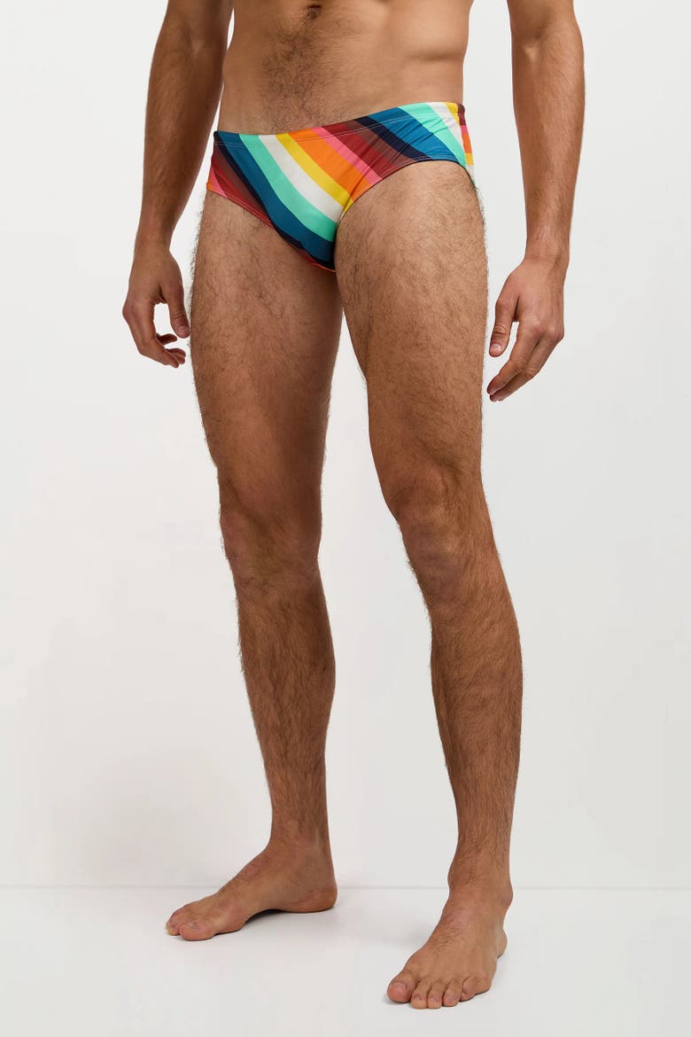 Bondi Stripe Swim Brief, Alternate, color, Siena