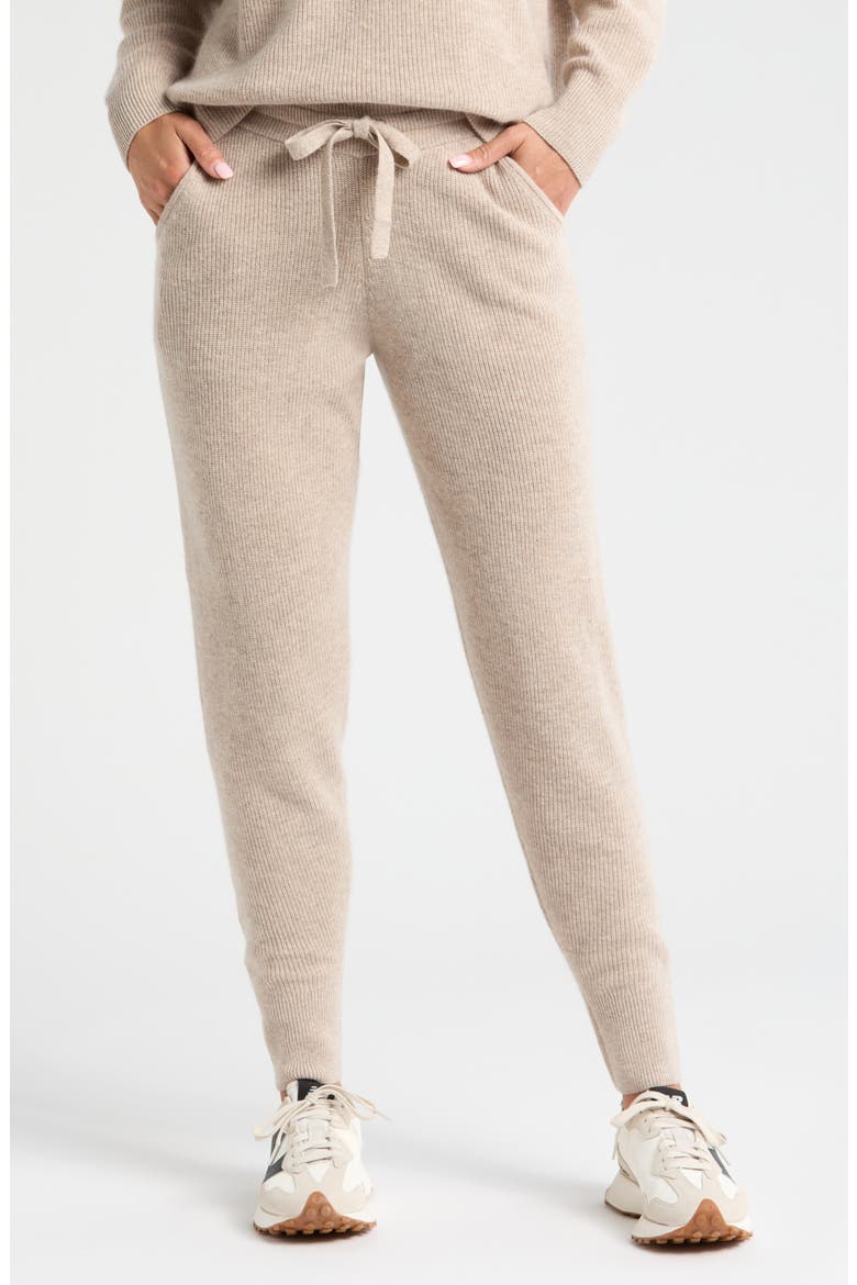 Wool & Cashmere Knit Joggers, Main, color, TAN OXFORD HEATHER