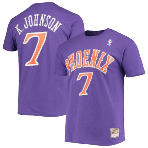 Men's Mitchell & Ness Kevin Johnson Purple Phoenix Suns Hardwood Classics Stitch Name & Number T-Shirt