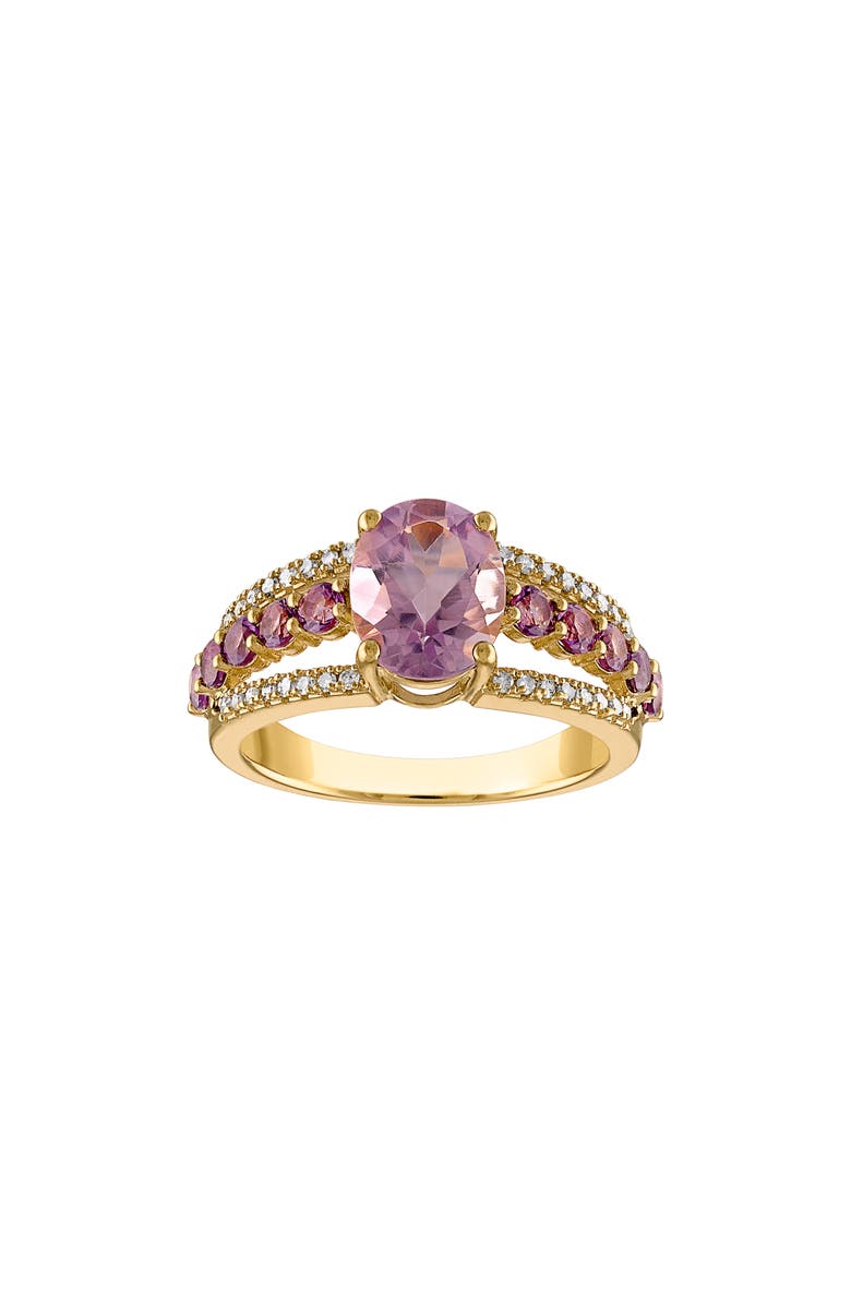 FZN 14K Gold Over Sterling Silver Diamond & Amethyst Ring, Main, color, 