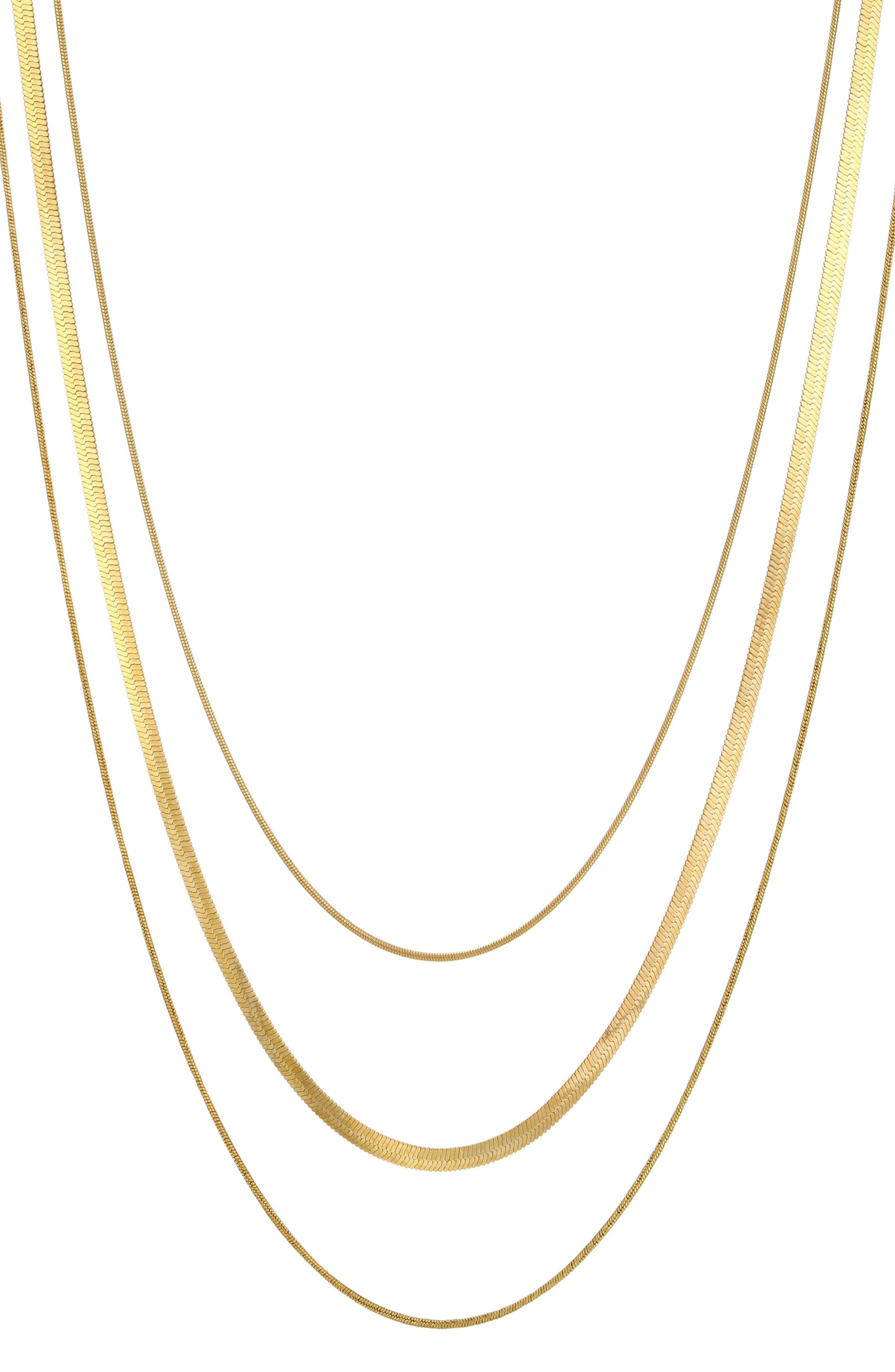18k Goldplated Three Strand Layered Necklace