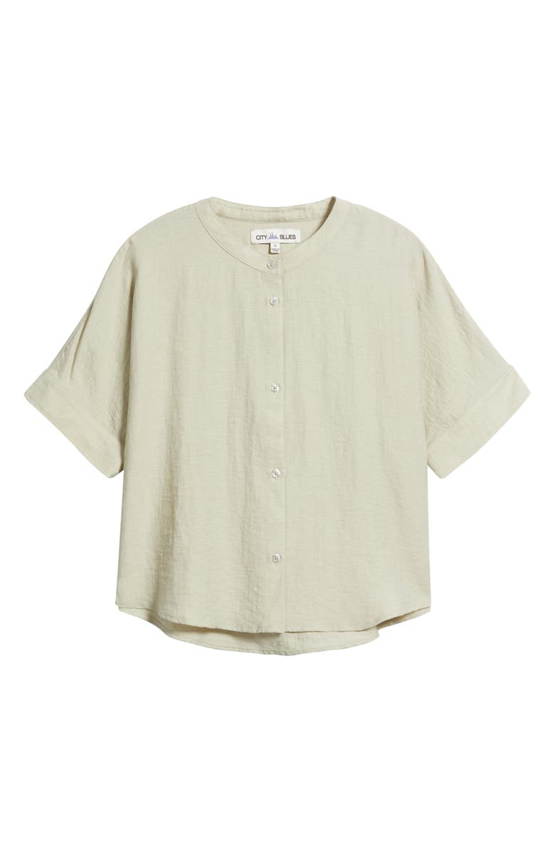 CITY BLUES Boxy Short Sleeve Button-Up Shirt, Alternate, color, Oyster