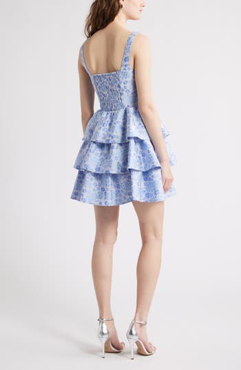 Floral Brocade Tiered Minidress