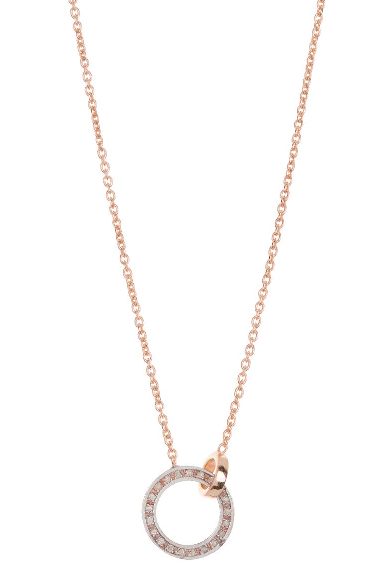 Diamond Pavé Circle Link Necklace - 0.15ct, Main, color, ROSE