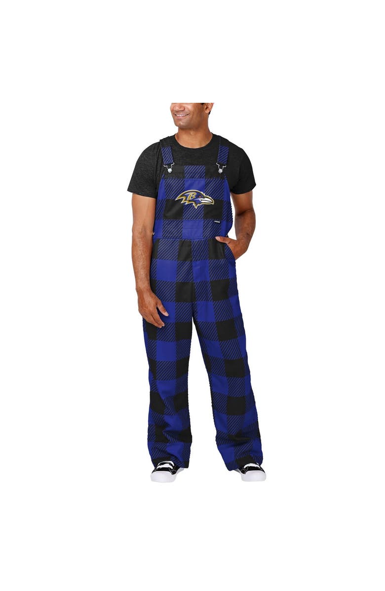 FOCO Men's FOCO Purple Baltimore Ravens Big Logo Plaid Overalls, Main, color,