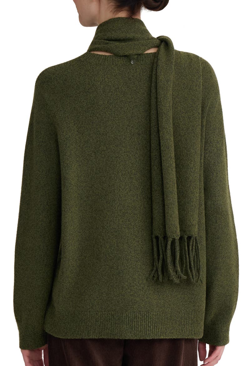 Scarf Detail Sweater, Alternate, color, JASPER GREEN