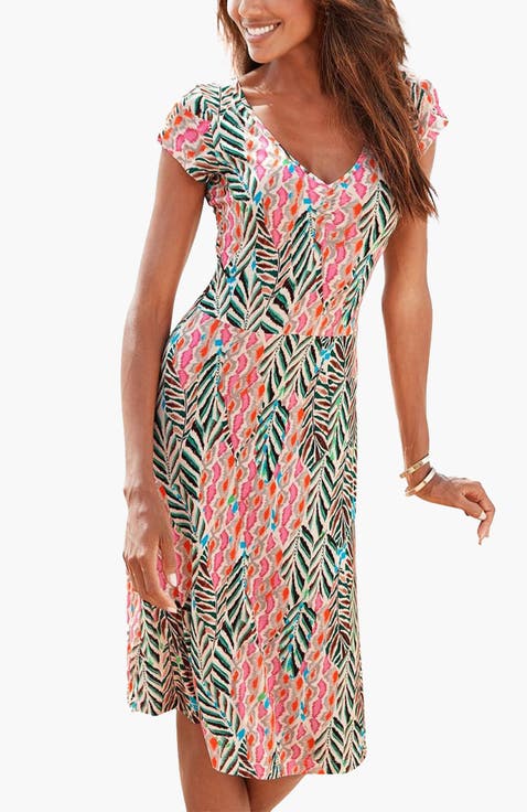 Women's Ruched V-Neck Dress
