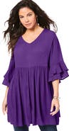 Roaman's Hand Crinkled Flutter Sleeve Tunic
