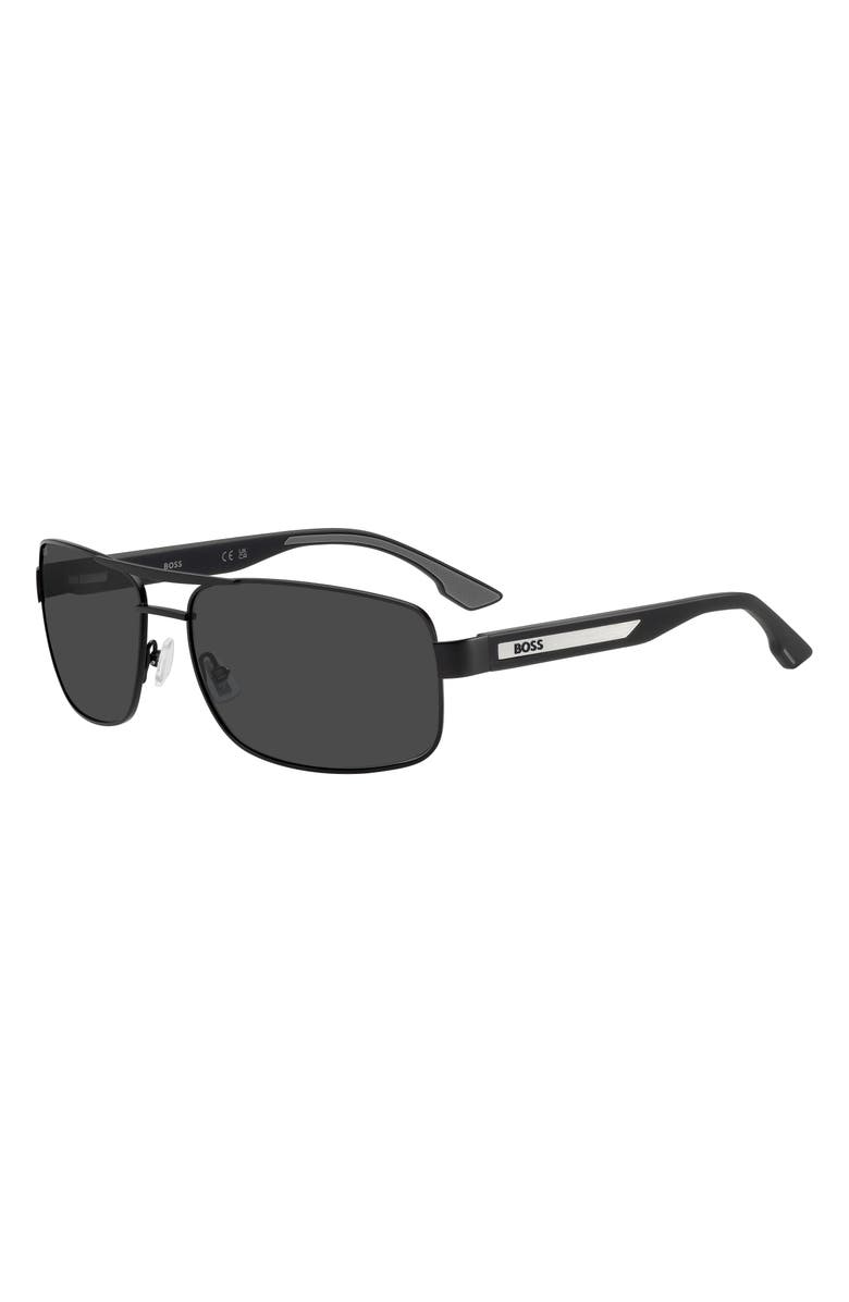 BOSS 62mm Navigator Sunglasses, Alternate, color, Matte Black/ Grey