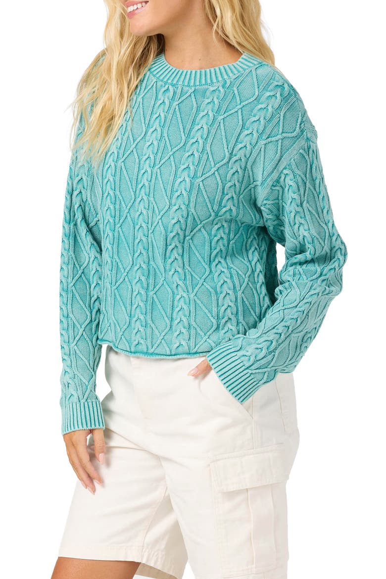 Misha Cable Knit Sweater, Alternate, color, AGATE GREEN