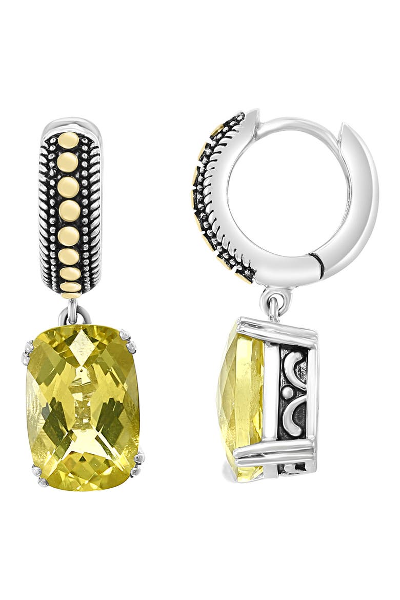 Citrine Dangle Hoop Earrings, Main, color, YELLOW