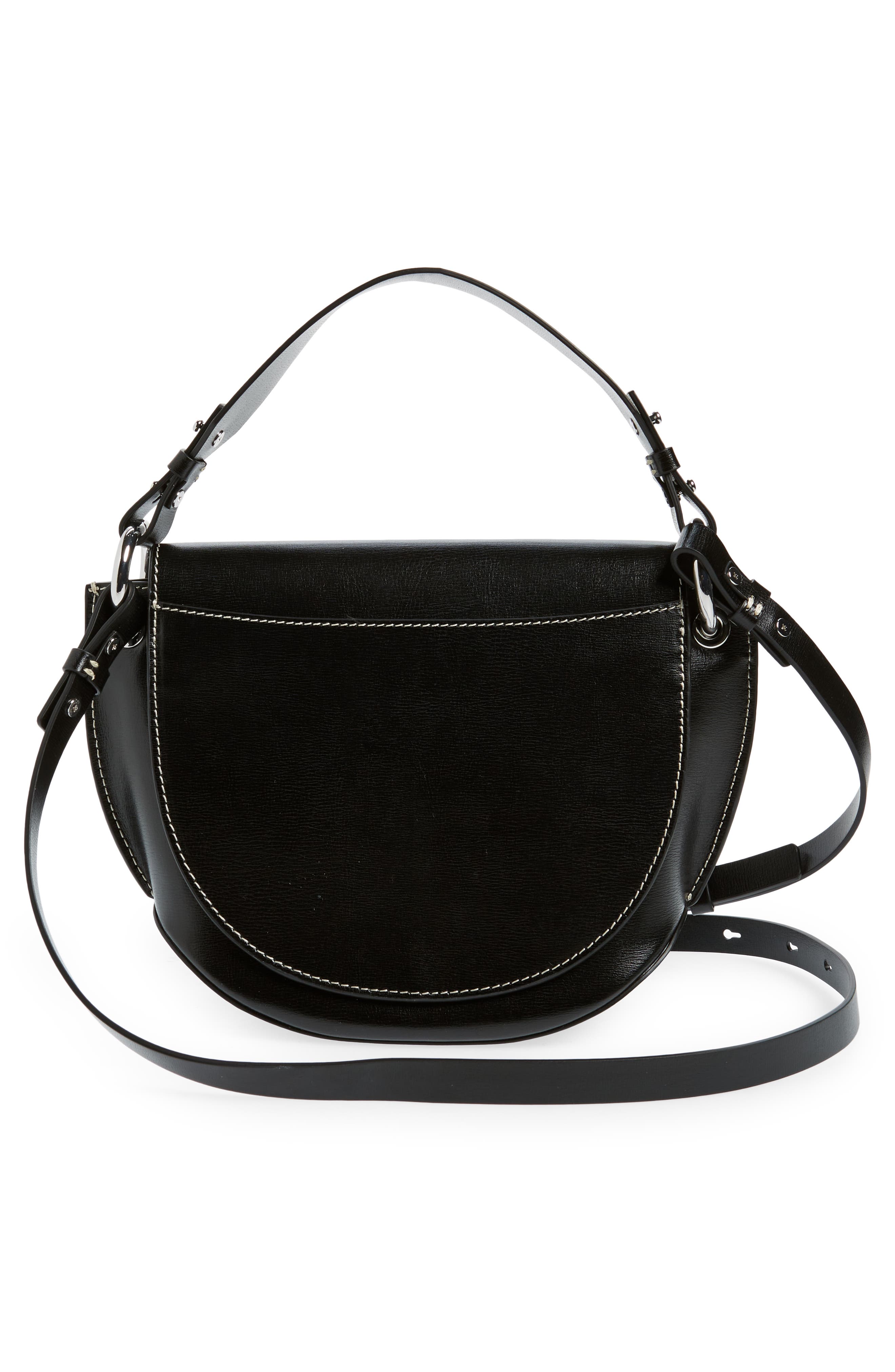 Ganni Banner Logo Recycled Leather Crossbody Bag, Alternate, color, 