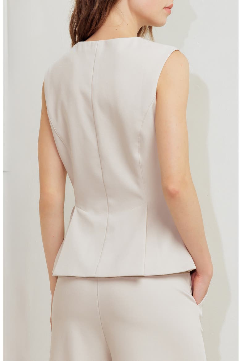 Pleated Peplum Sleeveless Top, Alternate, color, LIGHT BEIGE
