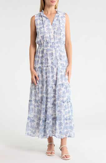 Smocked Neck Tiered Maxi Dress