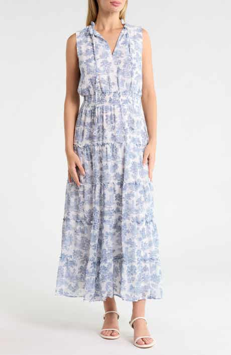 Smocked Neck Tiered Maxi Dress
