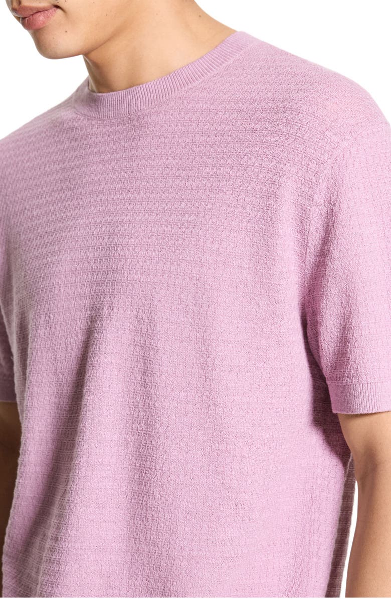 Theory Kolben Short Sleeve Linen 
Cotton Blend Crewneck Sweater, Alternate, color, Pale Mauve - Tv6
