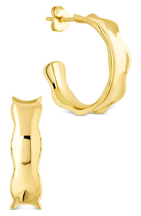 Jemma Molten Scalloped Hoop Earrings