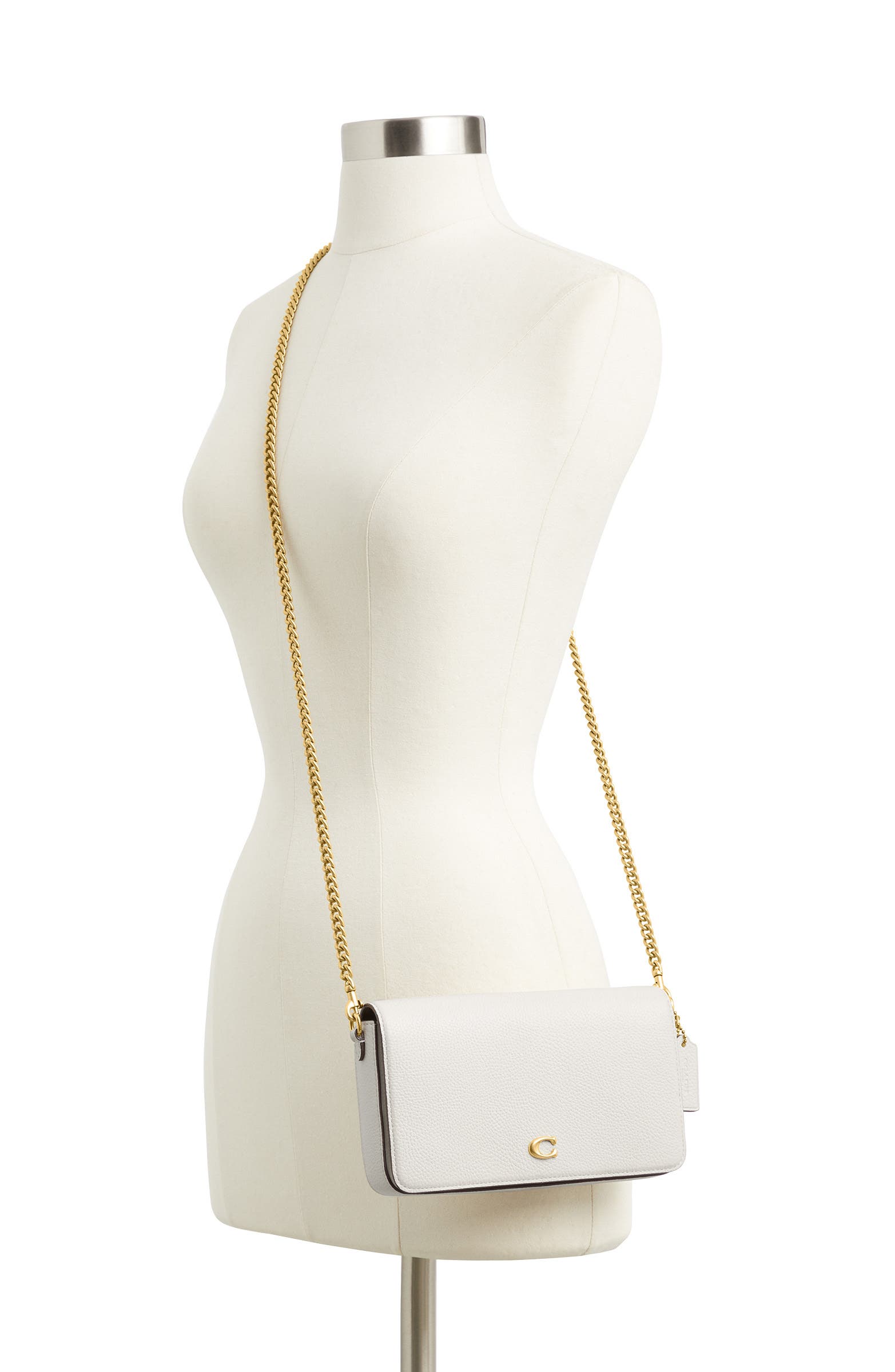 COACH Essential Polished Pebble Leather Crossbody Bag, Alternate, color, Chalk