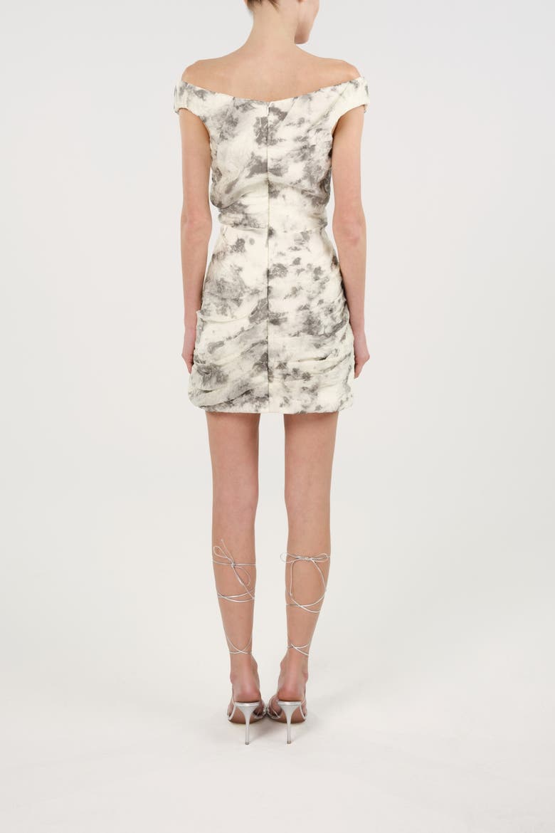 Abstract Print Off Shoulder Ruched Mini Dress, Alternate, color, Multi-Colored