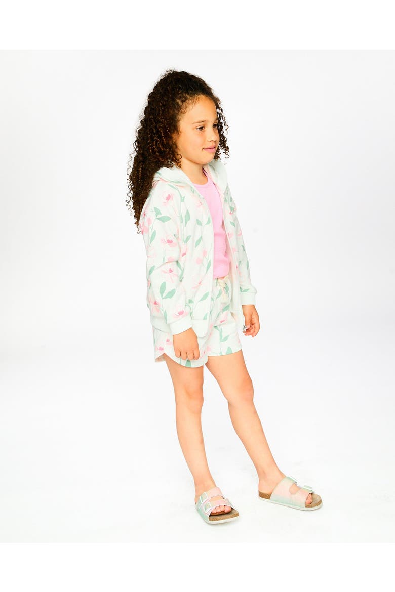 French Terry Flowers Long Sleeve Hoodie, Alternate, color, Off White Printed Flowers