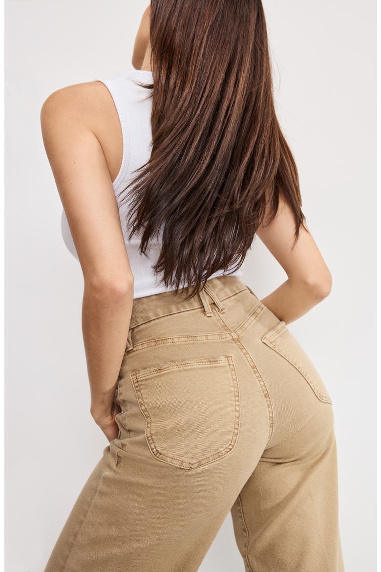 Patch Pocket Crop Palazzo Jeans, Alternate, color, GOOD KHAKI001