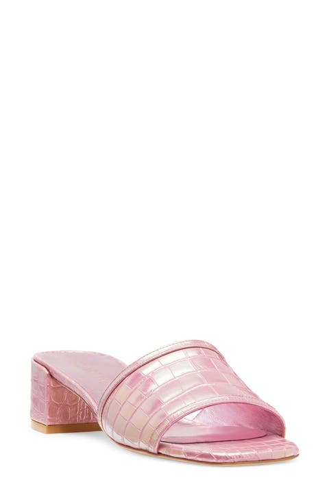 Cayman Croc Embossed Block Heel Sandal (Women)