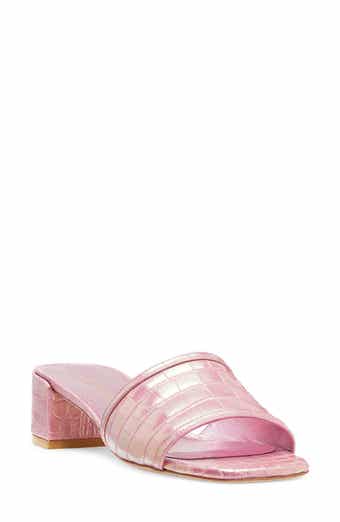 Stuart Weitzman Cayman Croc Embossed Block Heel Sandal