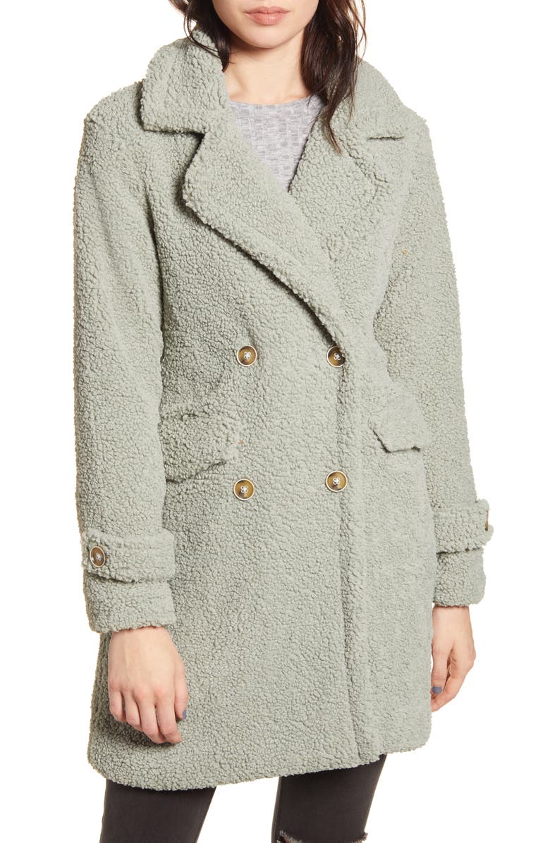 Woven Heart Faux Shearling Teddy Trench Coat, Alternate, color, 