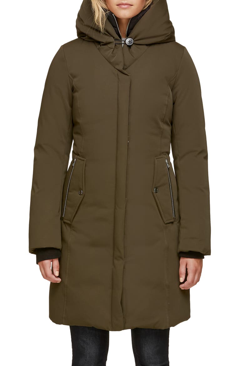 Slim Fit Hooded Down Coat, Main, color, ARMY