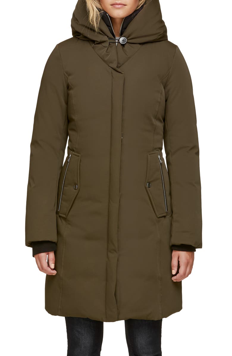 Soia 
Kyo Slim Fit Hooded Down Coat, Main, color, Army