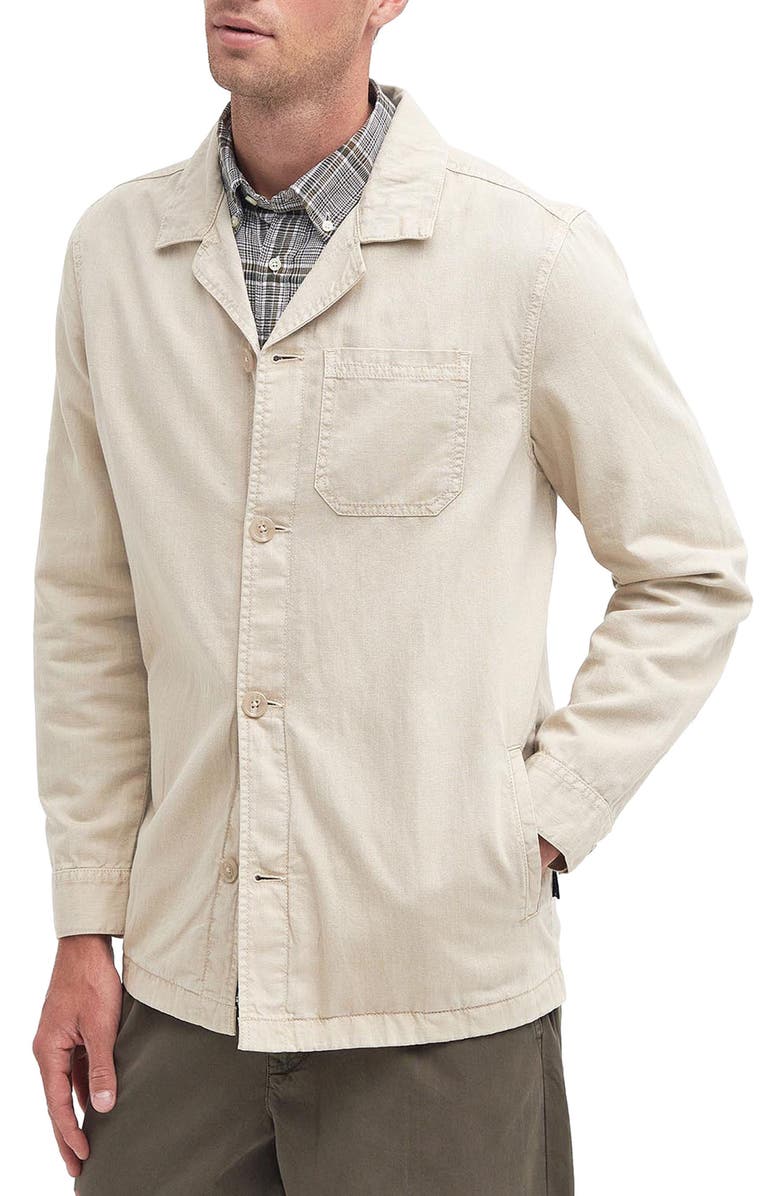 Barbour Melonby Cotton & Linen Overshirt, Main, color, Mist