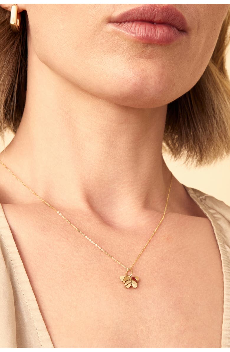 Oradina 14K Gold Mosaic Butterfly Pendant Charm, Alternate, color, Yellow Gold, Mother Of Pearl