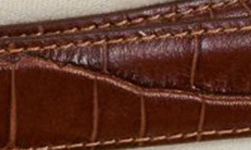 Aureum No. 16 Crocodile Texture Leather Belt In Umber Croc/gold