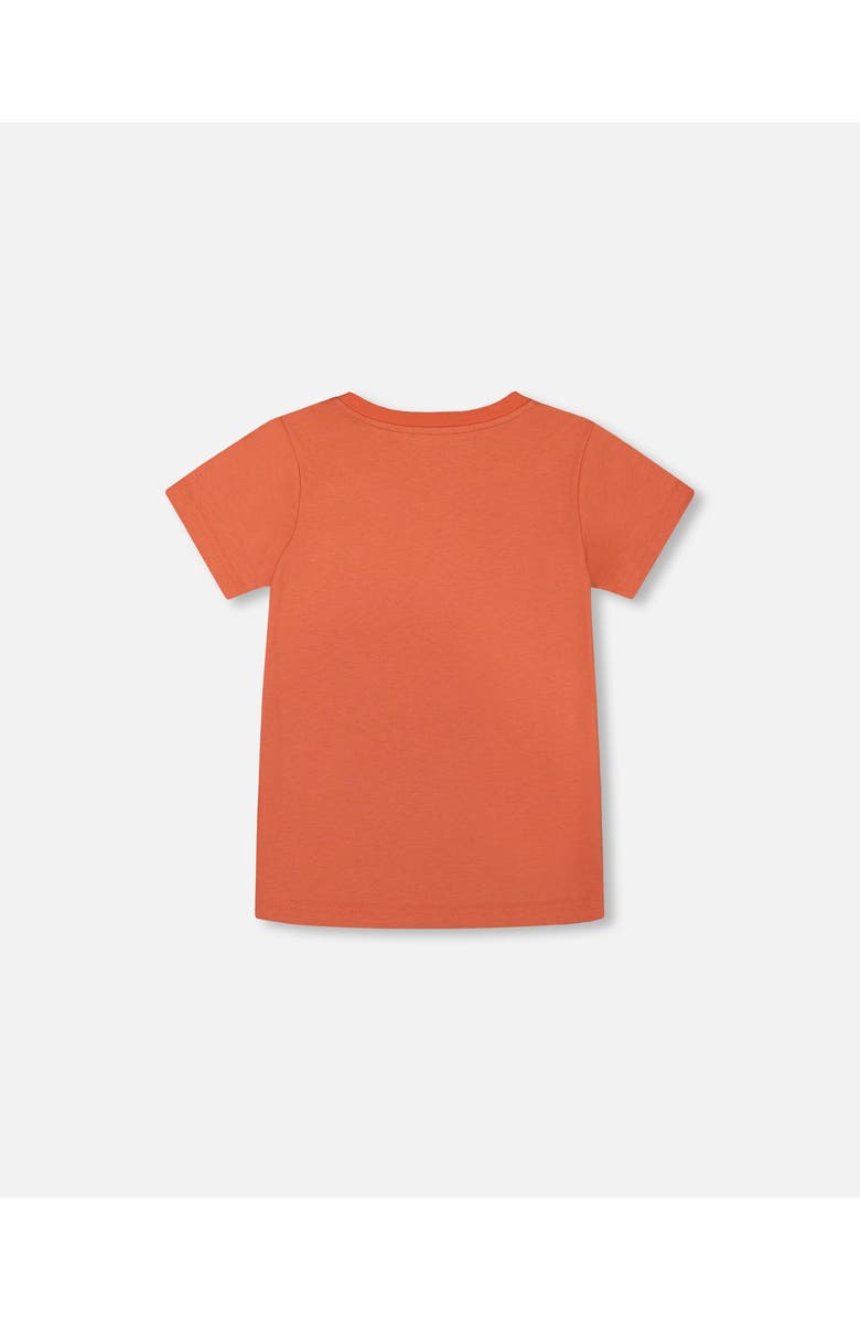 Deux par Deux Boy's Organic Cotton Graphic Tee Orange And Navy Dino, Alternate, color, 