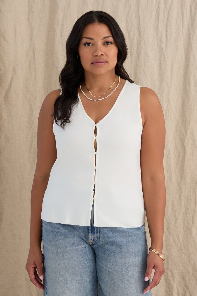 The Cupro Button Front Tank, Alternate, color, SALT