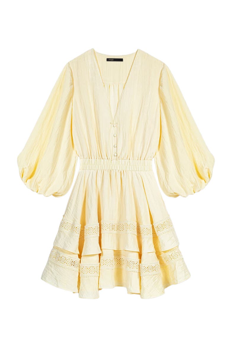Short ruffled dress, Alternate, color, Pale yellow