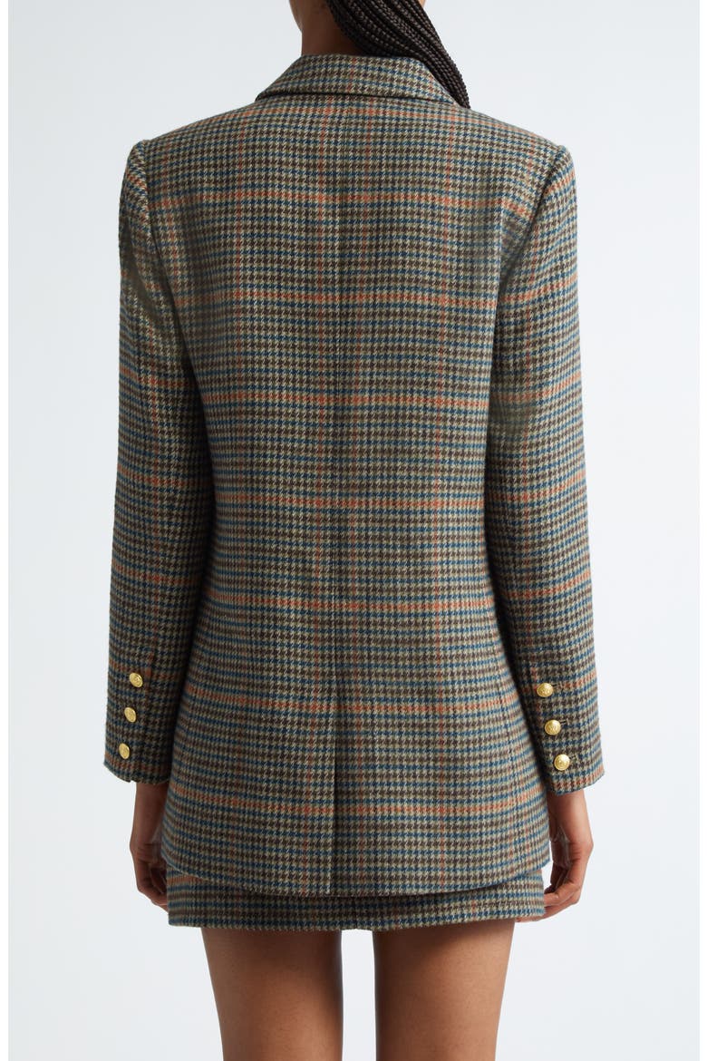 Aimee Plaid Double Breasted Blazer, Alternate, color, TAN/TEAL PLAID