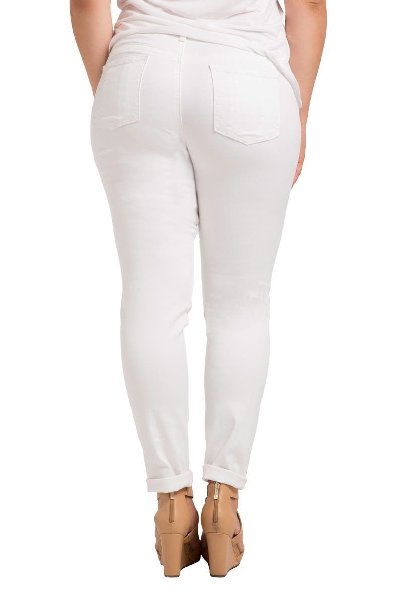 Destroyed Stretch Skinny Boyfriend Jeans, Alternate, color, WHITE