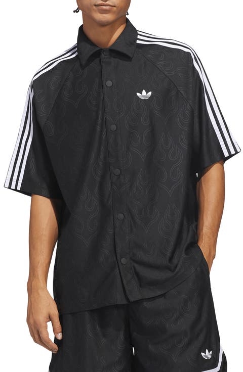 Basketball Flame Short Sleeve Snap-Up Shirt