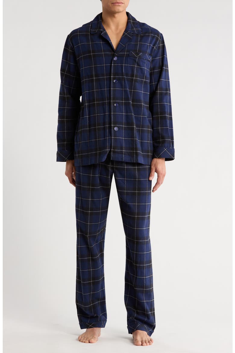 Holiday Homecoming Cotton Flannel Pajamas, Main, color, COBALT/ BLACK